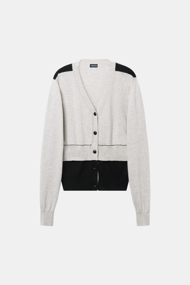 COMME CONTRAST CARDIGAN gray