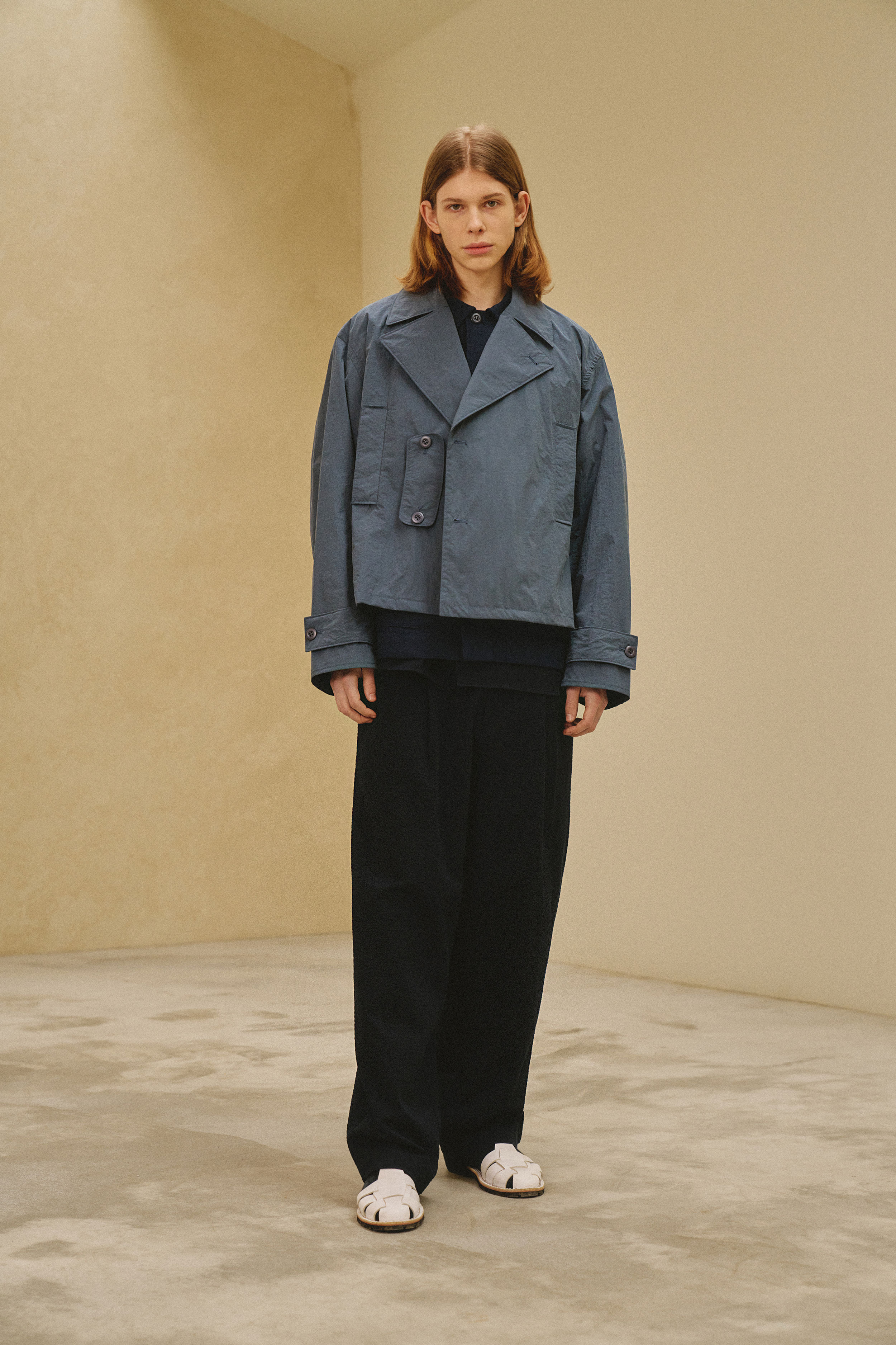CROPPED TRENCH COAT DAWN BLUE