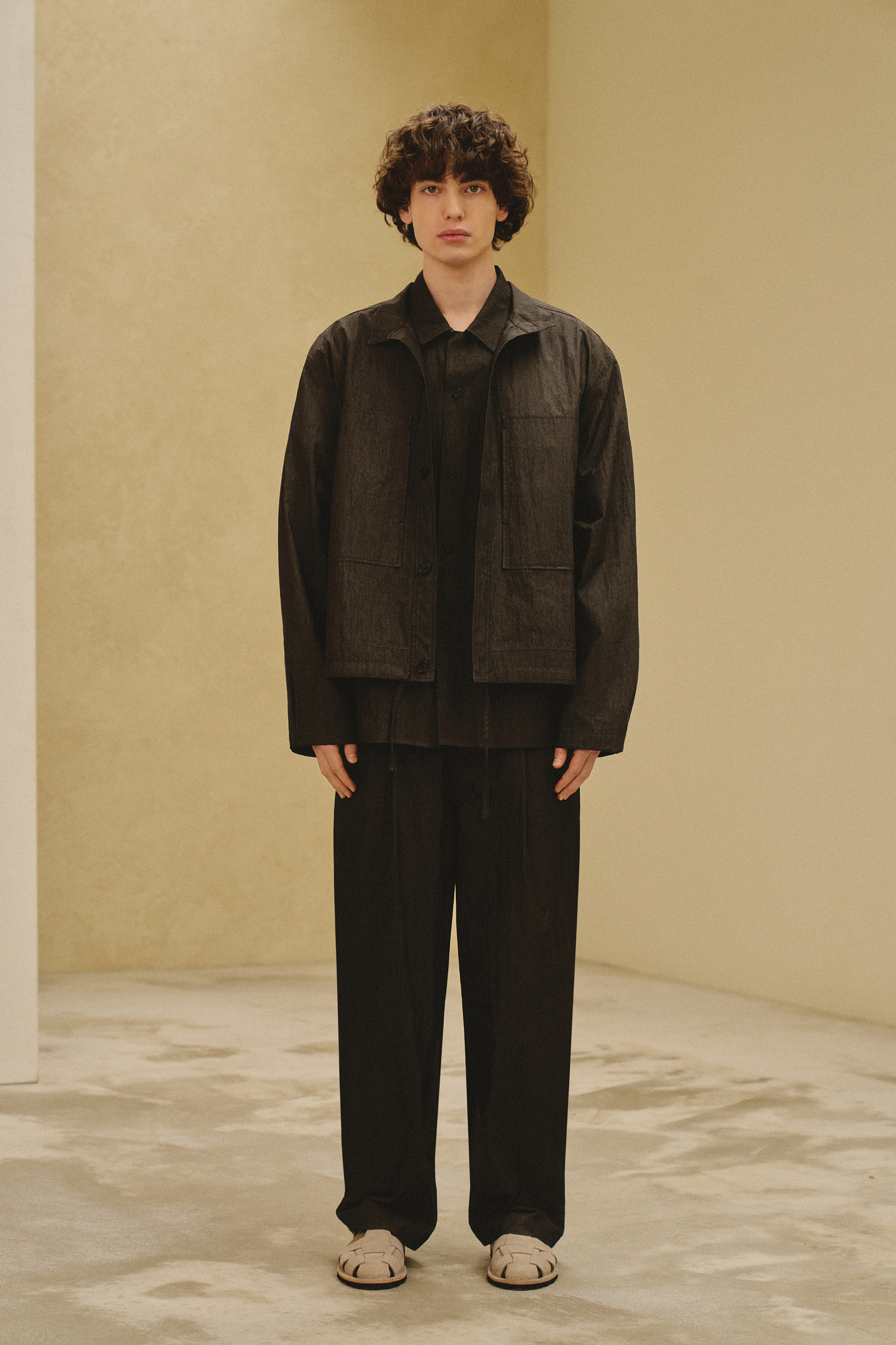 STRUCTURED WIDE PANTS CHARCOAL