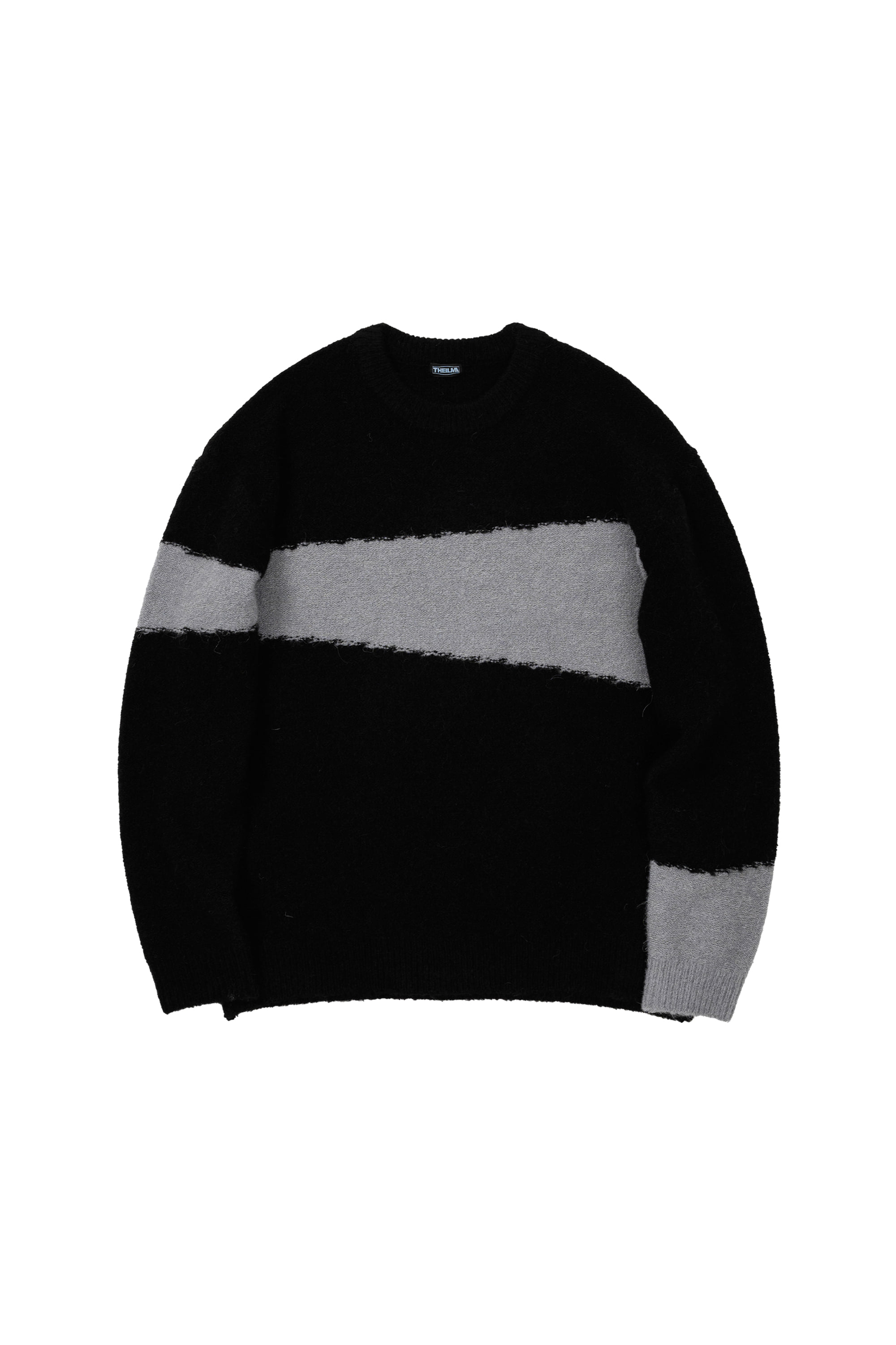 TOW COLOR BLOCKED KNIT TOP_BLACK