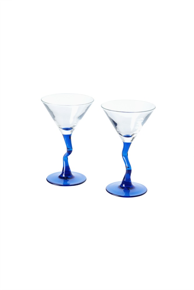 BLUE STEMMED MARTINI GLASS