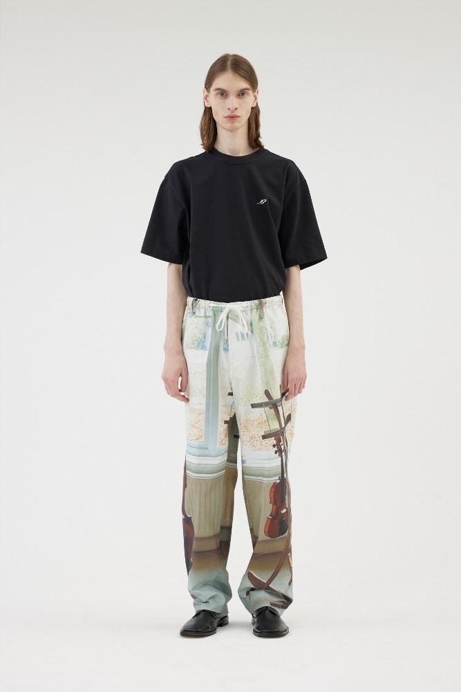 RELAXED PRINT COMFORT PANTS WHITE