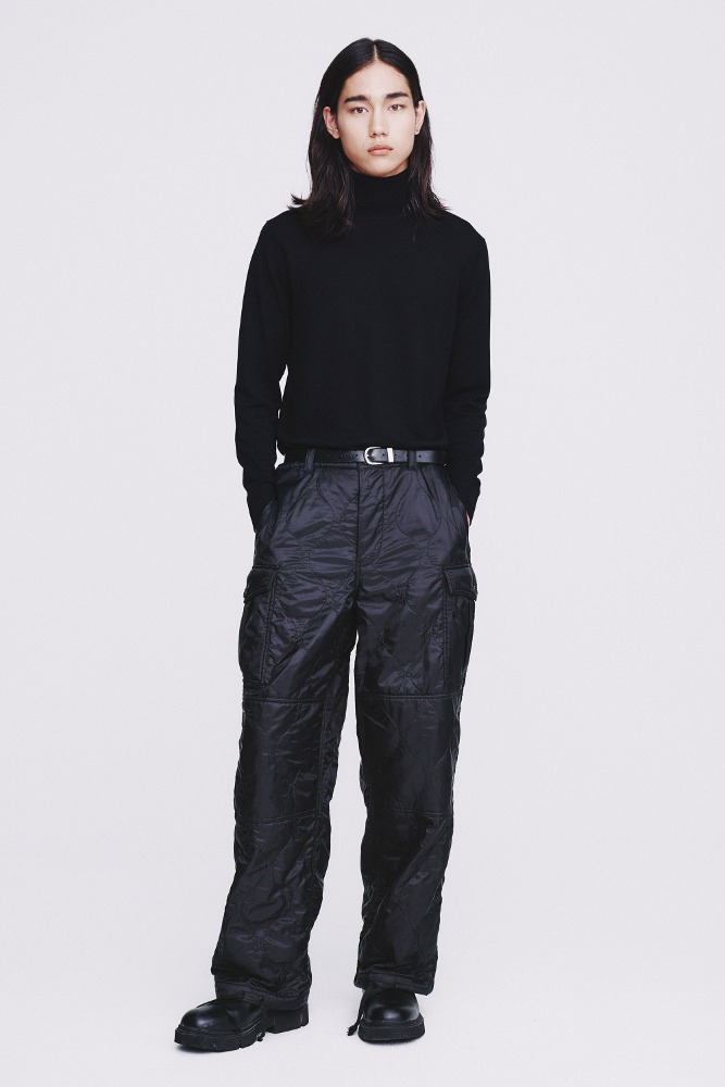 UTILITY PUFFED QUILTING CARGO PANTS black