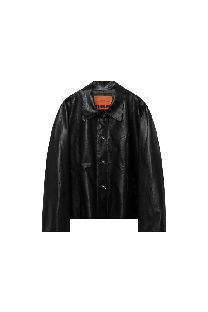 BEAN CURVED LINE LEATHER JACKET