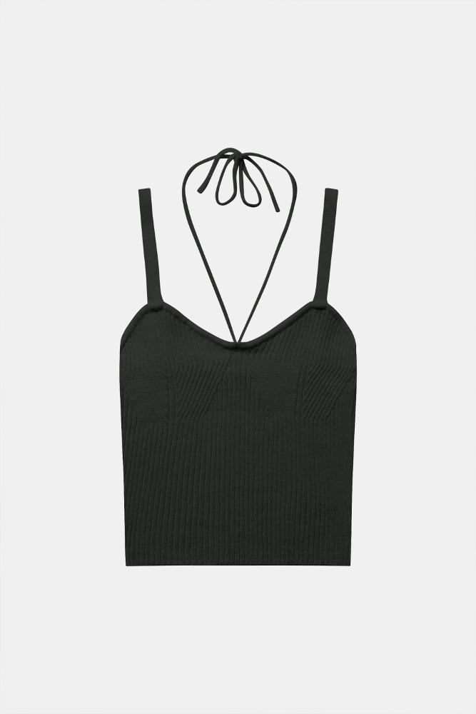 MAGGIE KNIT HALTER TOP charcoal