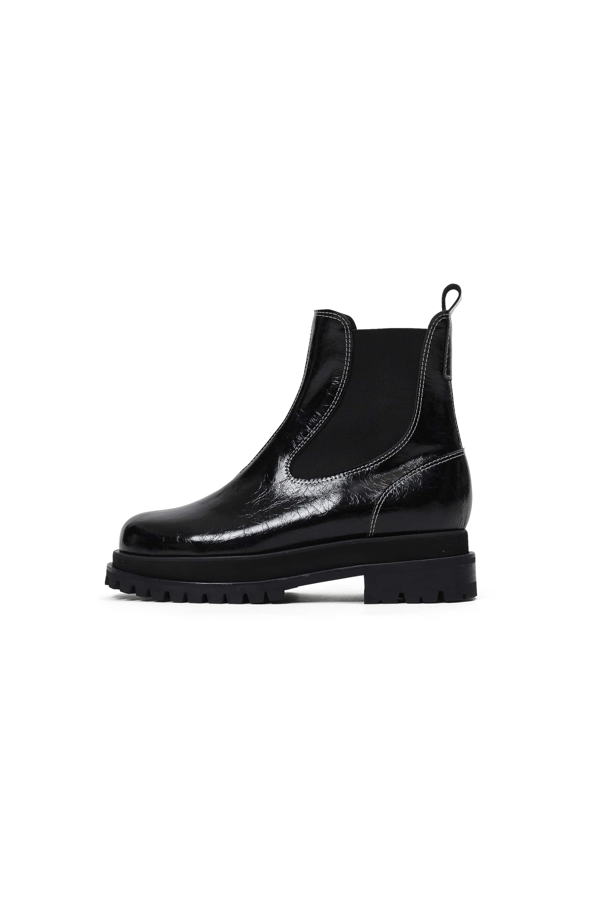 TOMMY GLOSSY CHUNKY CHELSEA BOOTS BLACK