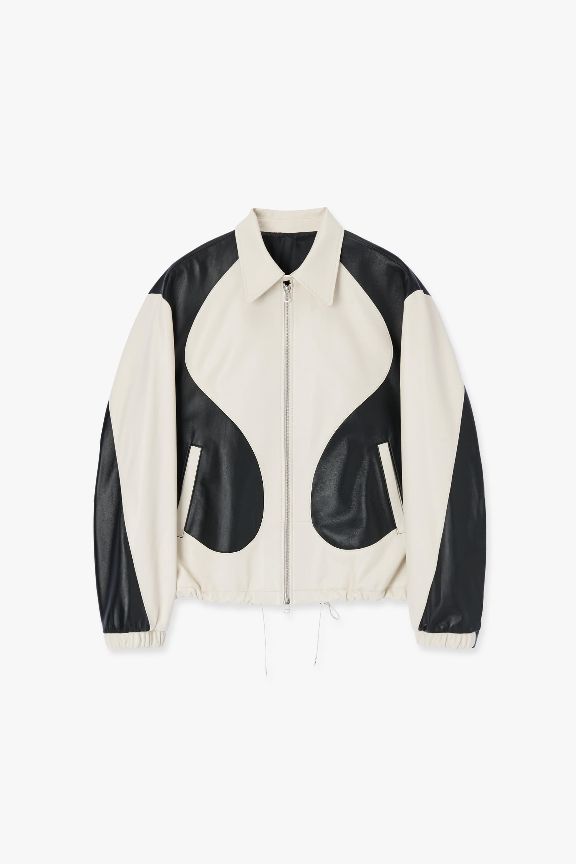 SOFT LEATHER SECTIONED BLOUSON_WHITE