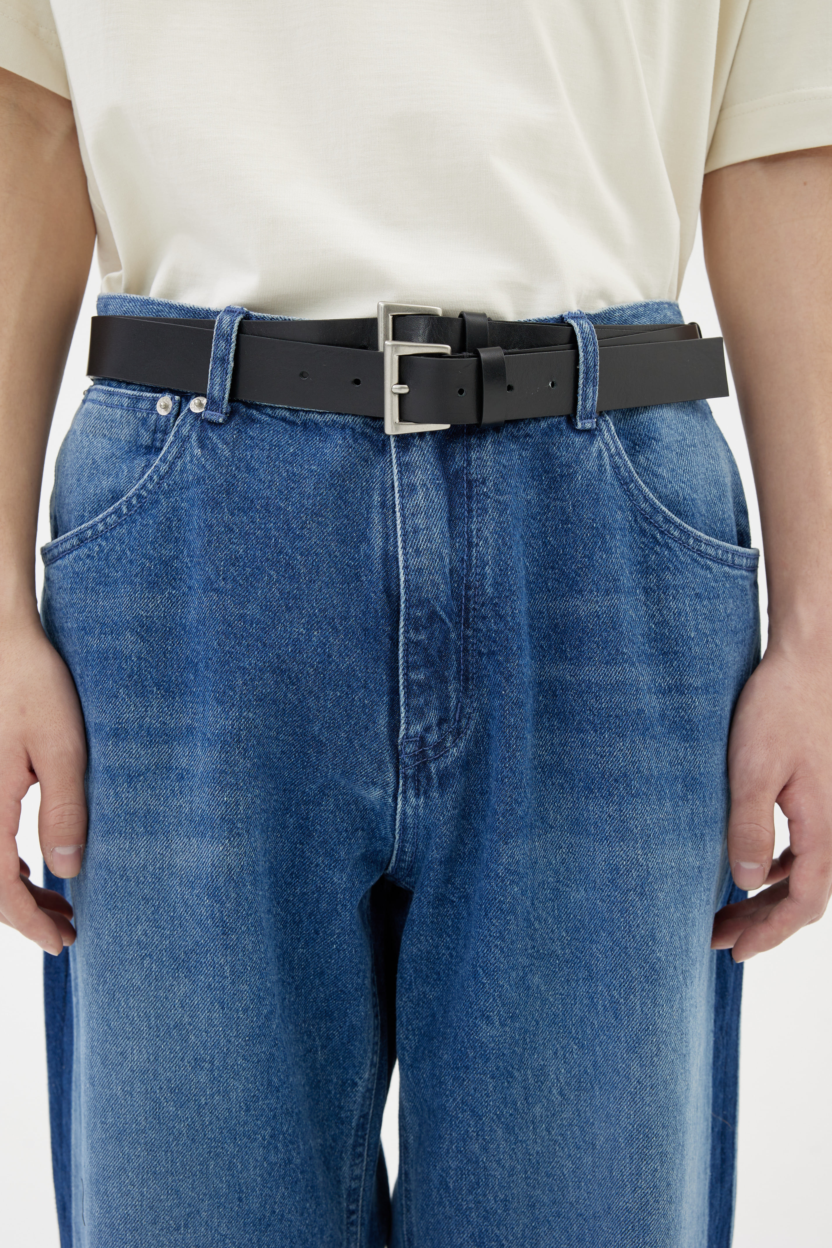 DOUBLE WAISTED LEATHER BELT