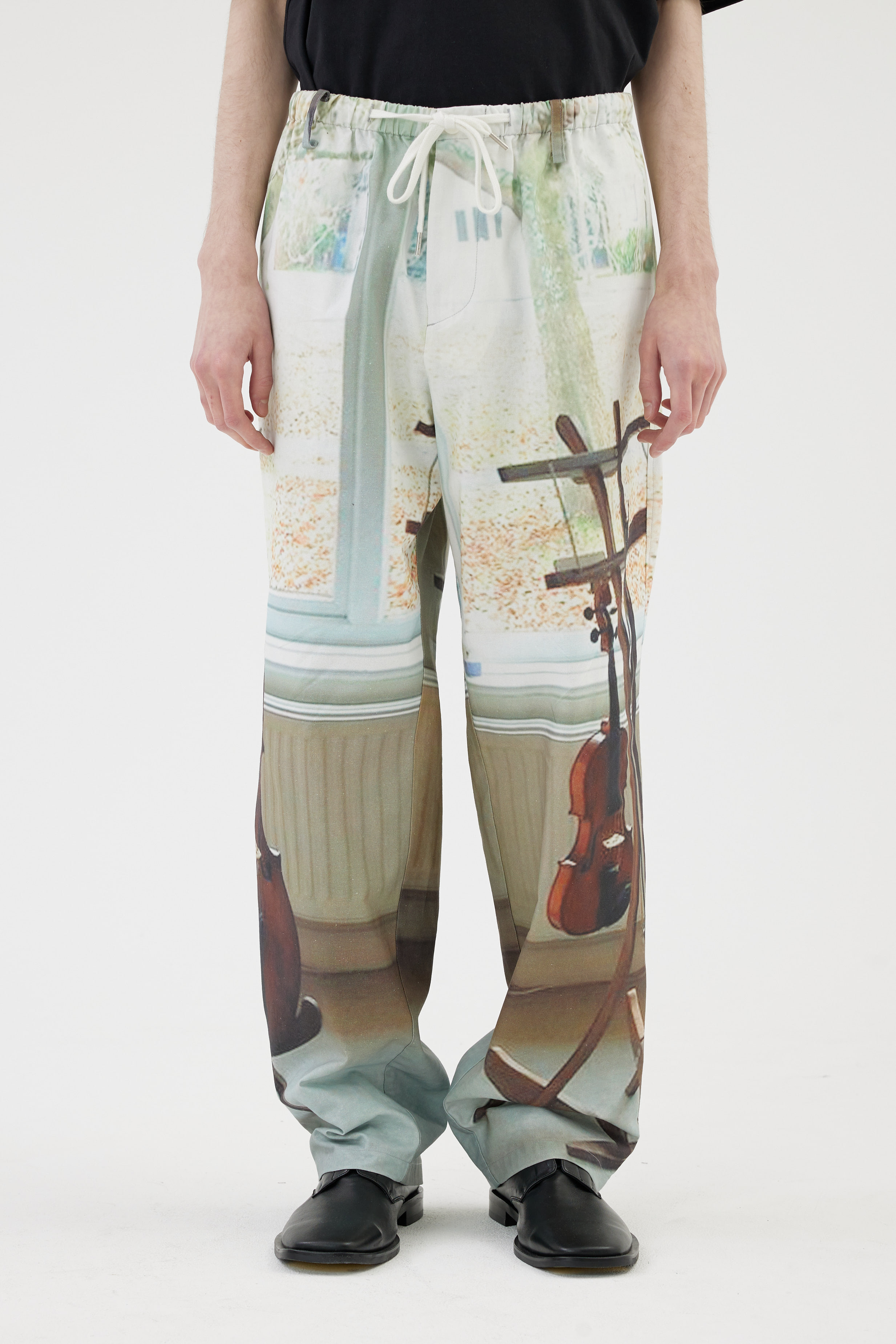 RELAXED PRINT COMFORT PANTS WHITE