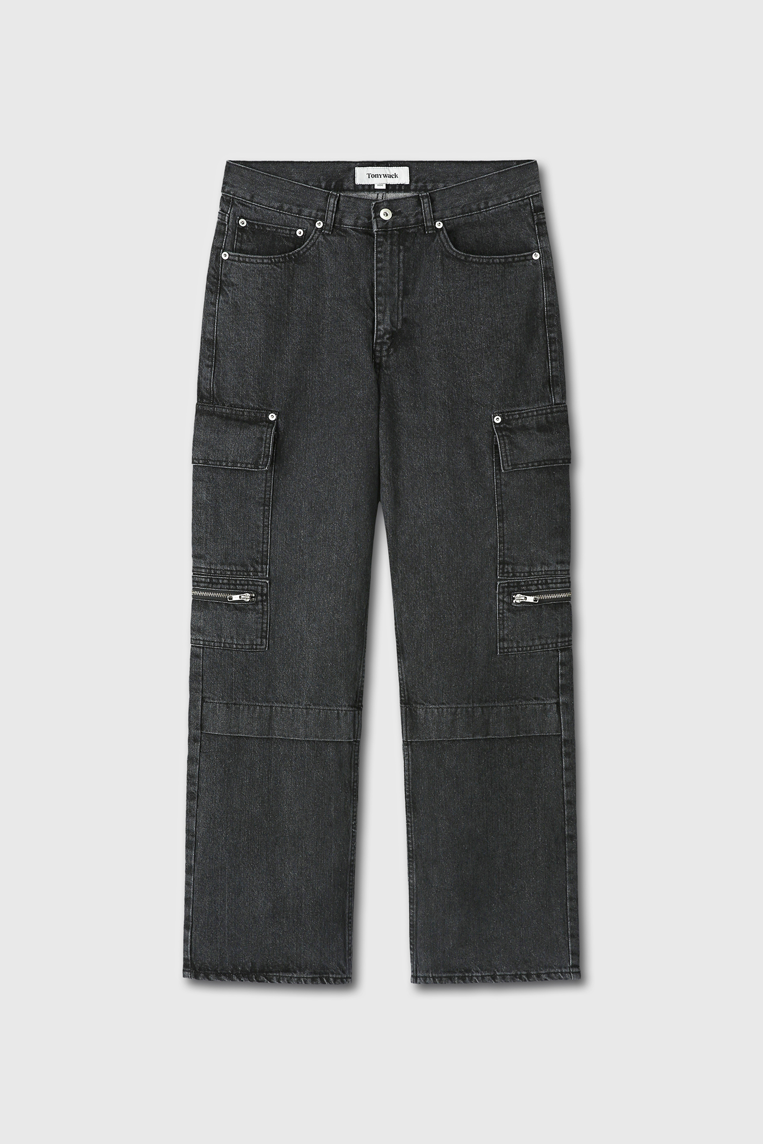 RELAXED CUT DENIM CARGO JEANS faded black