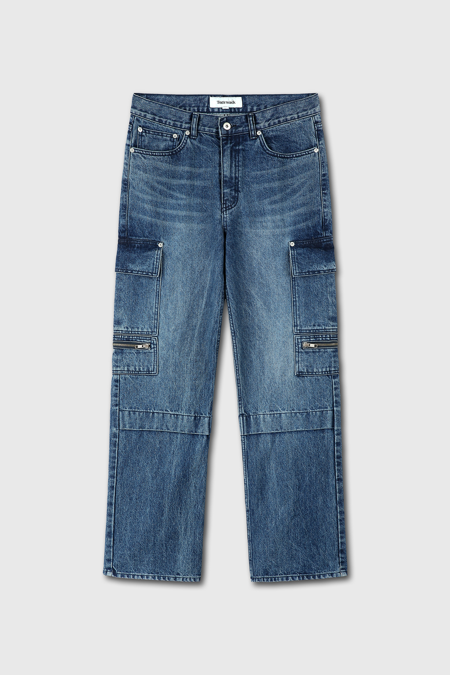 RELAXED CUT DENIM CARGO JEANS mid blue