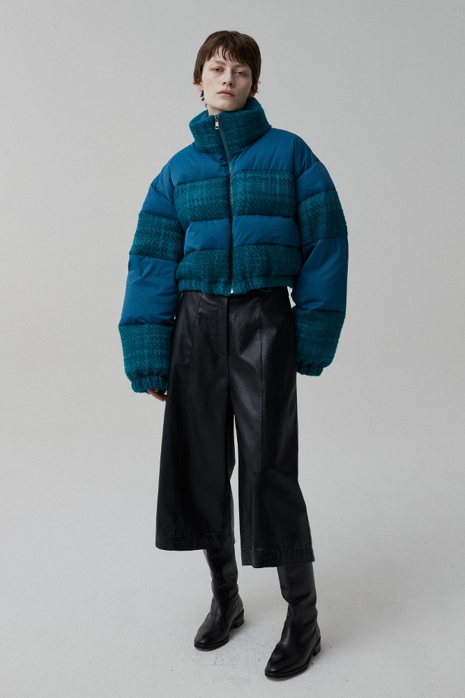TRACY TWEED DOWN PUFFER turquoise